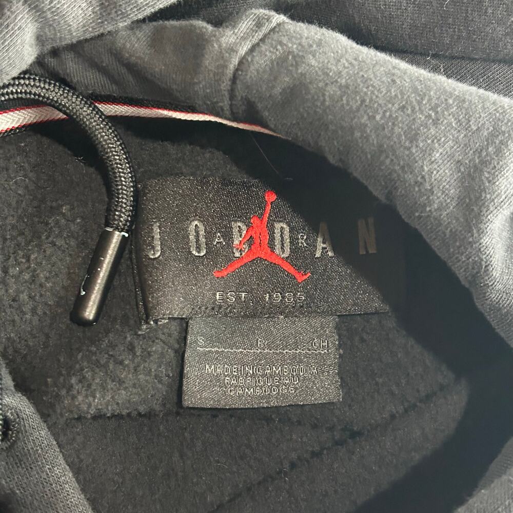 Mens Black Gold Nike Jordan Jumpman Flight Fleece Essential Baseline Hoodie Sz S - Picture 2 of 9